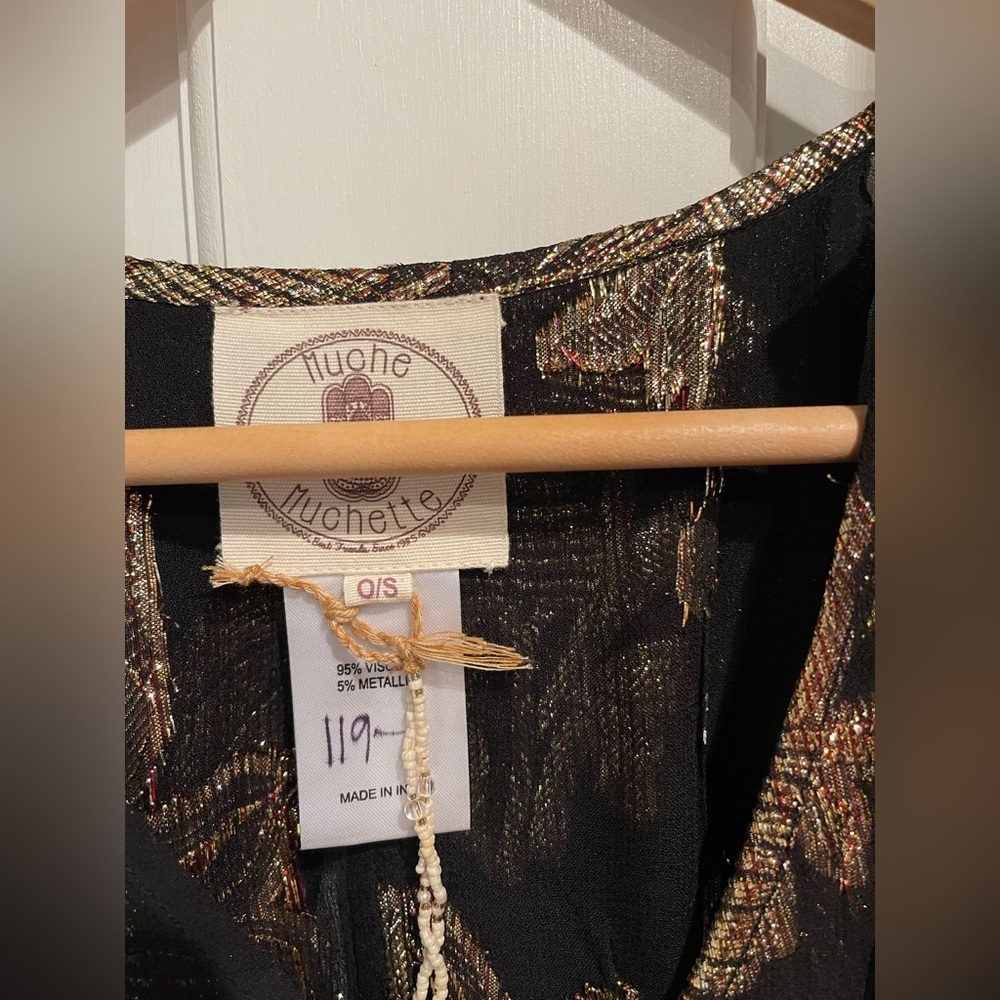 Muche et Muchette Black and Gold Floral Blouse O/S - Picture 4 of 7